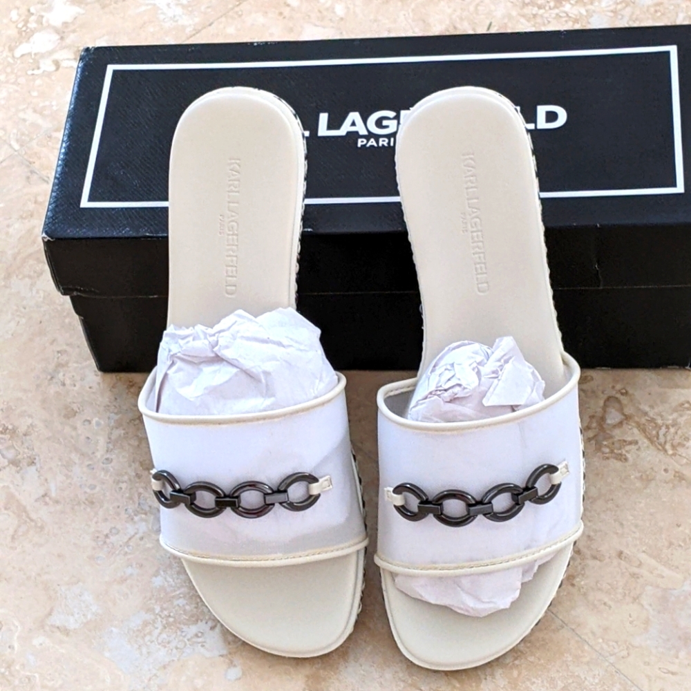 🌞NWB KARL LAGERFELD PARIS BRIELLE  SLIP-ON SANDALS ORIGINAL MP:$109